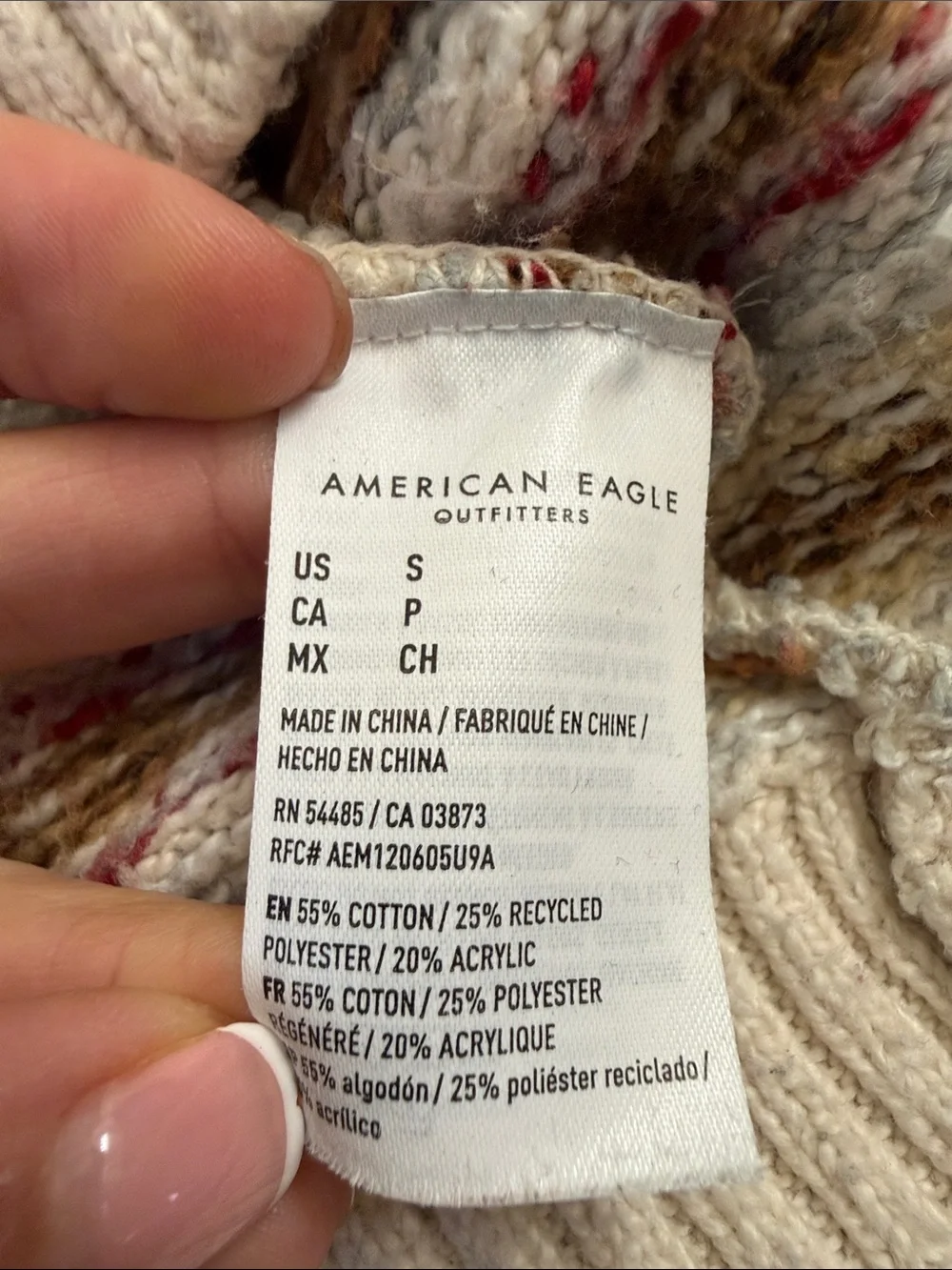 American Eagle Outfitters Cream Fair Isle Knit Sweater